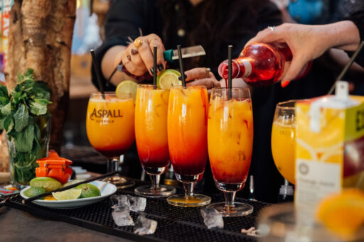 Cocktails being poured at a hen party